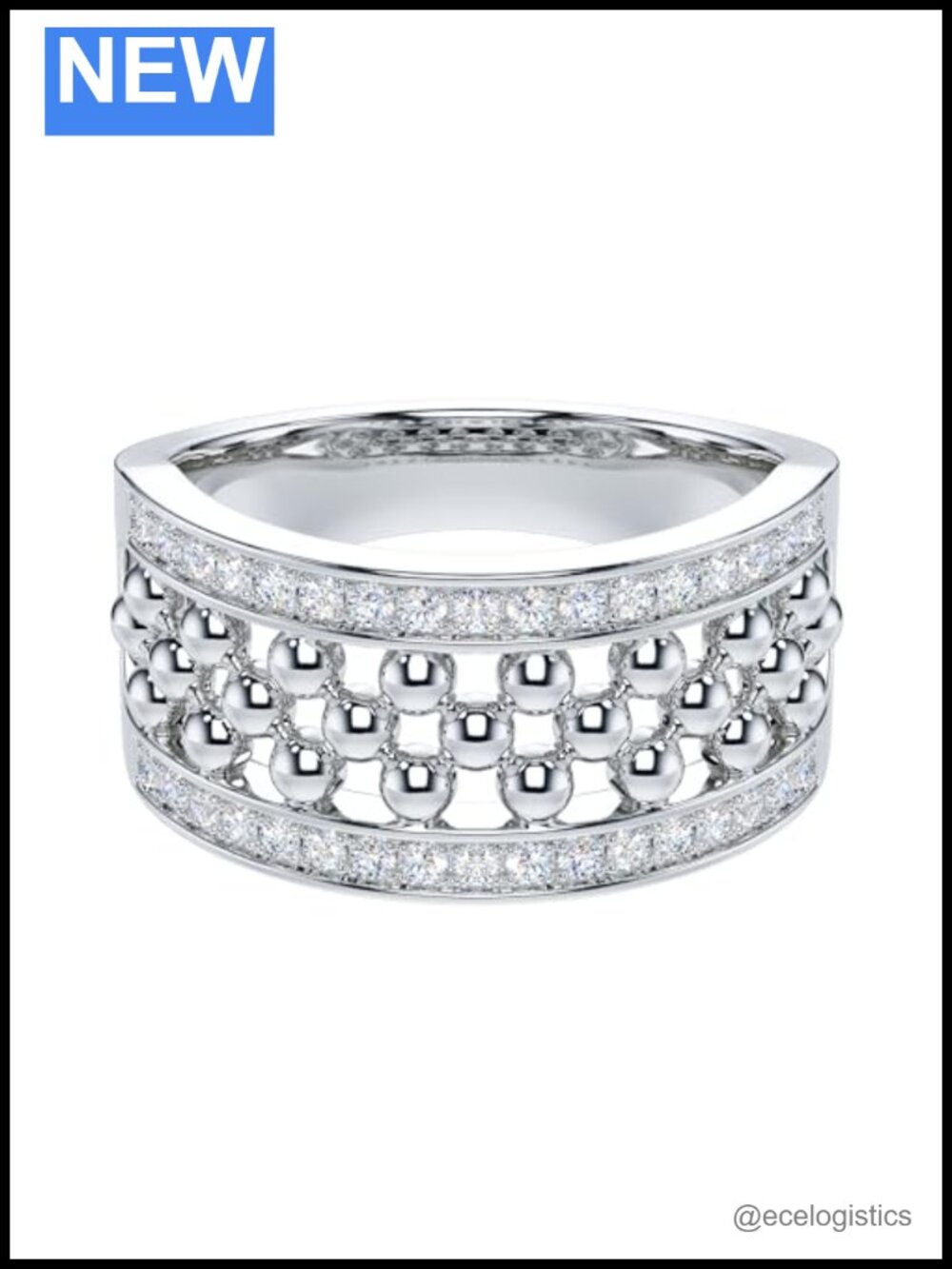 Sterling Silver 9.8mm Moissanite Eternity Band